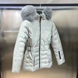 Damesjas Top Vossenbontkraag puffer capuchon Winterjassen Warm Letterdruk 23s nieuwste stijl Mode skikleding Parka's Met Lady katoenen jas Bovenkleding