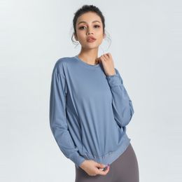 Vrouwen Tops Tees T-shirt Designer Trainingspak Herfst Womens Yoga Lange Mouwen Fitness Sport Running Leisure Sweat-Absorbent Sneldrogend Ademend Ronde halskleding