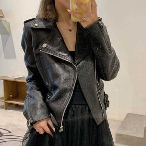 Femmes vestes recadrée célèbre veste de créateur en cuir noir Punk zippé Cardigan manteaux vêtements d'extérieur pour femmes