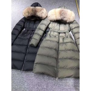 Femmes vestes designer doudoune manteau designers femme hiver américain classique grand col de fourrure doudoune avec taille à capuche épaisse taille manteau mi-long z6