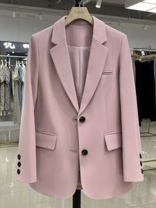 Dames jassen roze kleine pak dames jas casual kleine losse Koreaanse versie klein pak dames ontwerp sense blazer vrouwen 240407