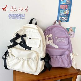 Femmes japonais doux sac à dos dames mignon Hit couleur arc grande capacité voyage Mochila collège Style étudiant sac d'école 240304