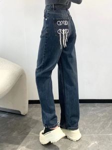 Dames jeans merk Sprring nieuwe aankomst dames luxe mode roze hoge taille lange rechte been ongedefinieerde tedere broek ropamujer vorige