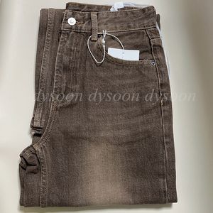 Jeans droits décontractés pour femmes, couleur marron, à la mode, tailles 24-30, 26517