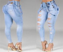 Femmes jeans hauts hauts skillons sketny extensible streetwear streetwear dames trou lavé bandage pantalon crayon denim pantalon 2204232984201