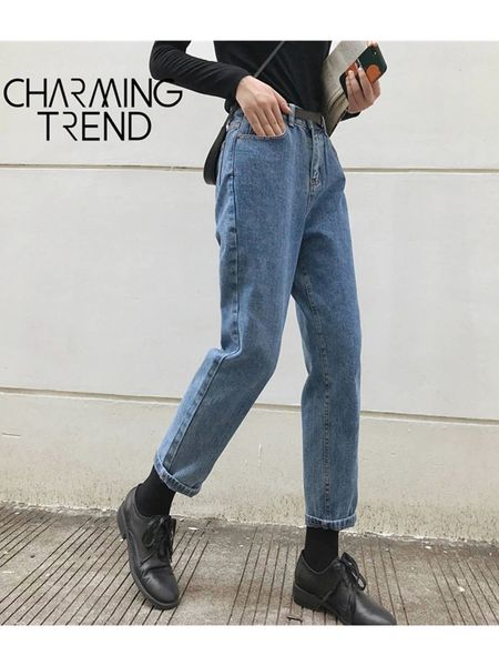 Femmes jeans pantalon noir coréen crop girls étudiants vintage vintage solide long pantalon femelle haute taille denim 231221