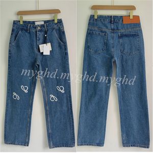 Damesjeans maat Xs-5xl denim geborduurde rechte stijl casual broek 22102 met stofzak