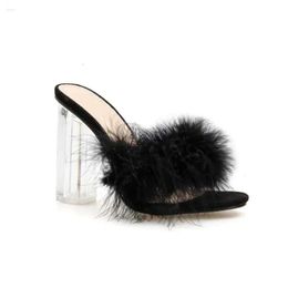 Femmes Jelly Open Pvc Toe S Sandales High Heels Chaussures de fourrure Crystal Talon transparent Pantres d'été CM Pompes 648 Sandale Shoe Crytal Tranparent Slipper Pompe 51 D CFDE CFE