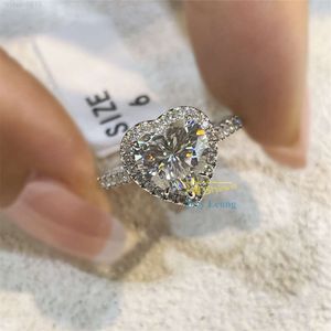 Vrouwen Sieraden Klassieke Trouwring Hartvorm Halo 2ct S925/10k Massief Goud Moissanite Ring Verloving