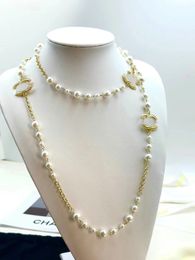 Mujeres diseñador de joyería collares de perlas de moda collar de suéter de letra de marca 10 estilo