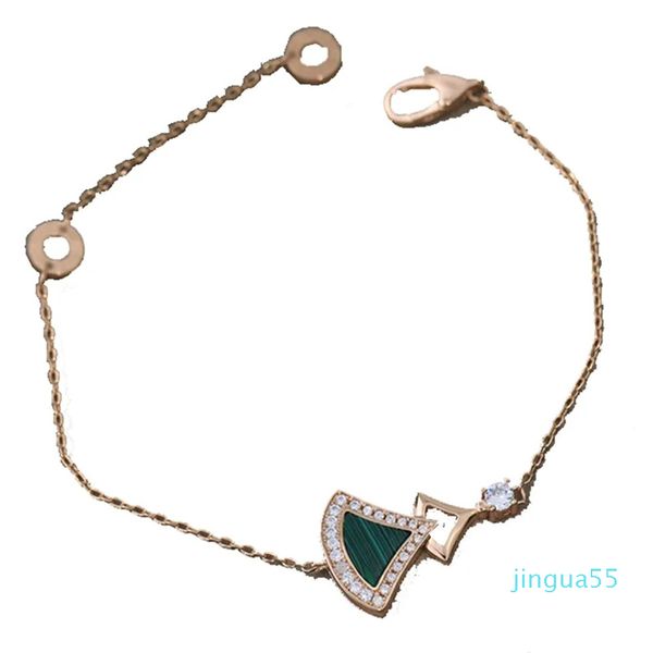 Joyería para mujer Pulsera de oro Colocación clásica en forma de abanico con diseño de ágata Moda Diseño simple y versátil Pulsera elegante y hermosa