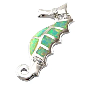 Vrouwen sieraden ketting zee dier sieraden mode zeepaardje opaal hanger Mexicaanse witte opaal ketting 925 gestempeld