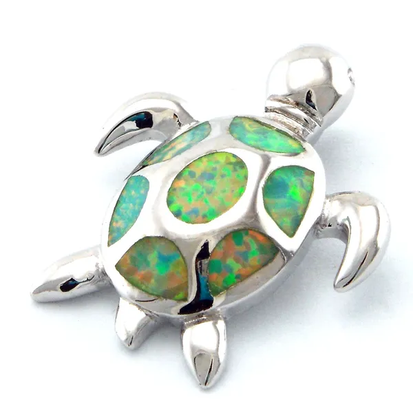 Collier tortue de mer pour femmes, bijoux à la mode, pendentif opale verte, opale mexicaine, estampillé 925