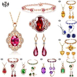Ensemble de bijoux pour femmes, boucles d'oreilles, pendentif, collier, bague réglable, décor en Zircon, cœur géométrique, mode 217T