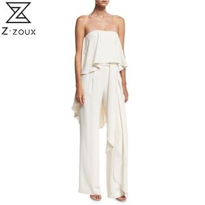 Dames Jumpsuit Bandage Mouwloos Off Shoulder White Rompers Womens Plus Size Long Summer Fashion Sexy 210524