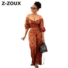 Dames Jumpsuit Puff Sleeves Off Shoulder Sexy Romperts S Plus Size Dot Fashion 210524