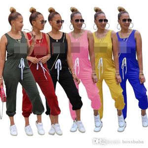 Dames Jumpsuits Designer 2023 Nieuwe casual sexy mouwloze ronde nek Solid Sports Rompers 6 kleuren