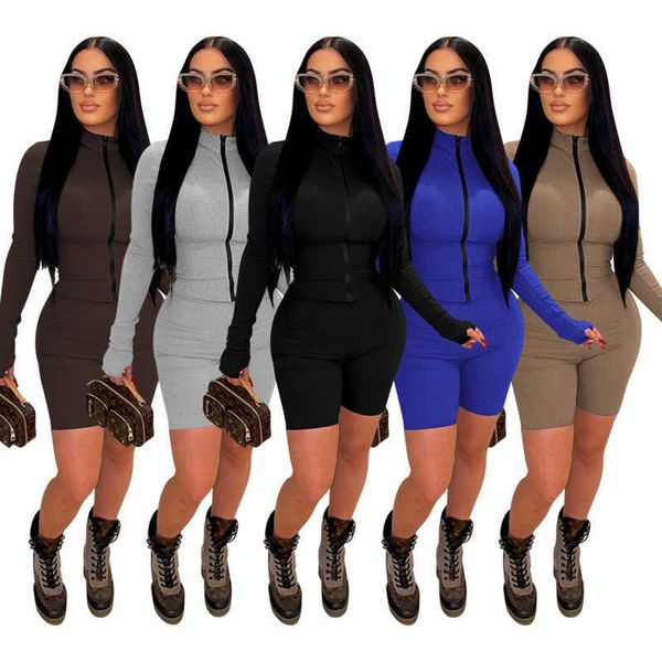 Femmes combinaisons Designer 2023 nouveau mince Sexy printemps automne couleur unie produit Pit bande fermeture éclair sport barboteuses 5 couleurs S-XXL