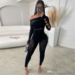 Dames jumpsuits ontwerper slanke sexy pittige meisje holle naadloos gebreide jacquard geïntegreerde hoge elastische rompertjes