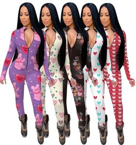 Dames Jumpsuits Rompertjes Lange mouwen V-hals Designer Nachtkleding Speelpakje Romper Valentine039s Dag Skinny Pyjama Onesies Plus S1191401