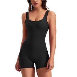 Vrouwen jumpsuits sexy mouwloze tanktops korte romper sport jumpsuit bodysuit een stuk korte catsuit