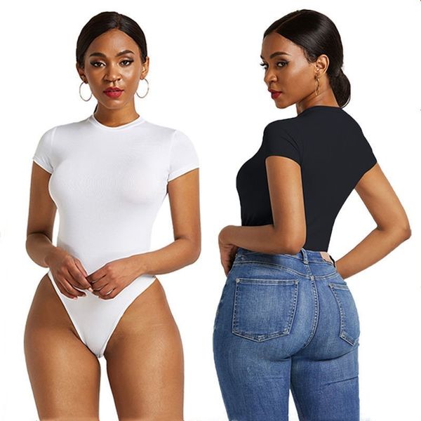 Combinaisons pour femmes T-shirts à manches courtes à col rond pour femmes Bodys de base Designer Sexy Black Tight Body
