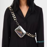 Femmes KARA épais métal épais chaîne sac noir vélo portefeuille épaule sacs à main Mini petits sacs de poitrine porte-monnaie