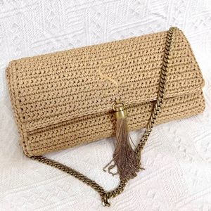 Dames kwast raffia's ontwerpers tas mode metalen ketting handtas weef strandtassen luxe heren portefeuilles envelop de bakken crossbody hobo koppeling stro schouder zelfs tas