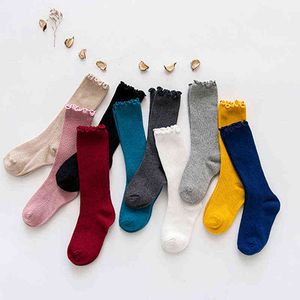 Women Kawaii Cute Frilly Ruffle Socks Cotton Japanese Fashion Purple Woman Crew Socks Female Outdoor Sports Pure color Socks G220223