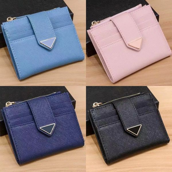 Femmes clés portefeuilles cartes pour hommes porte-sacs à moinsières Spolds Spolture Smooth Cuir Designer Purse Triangle Triangle Card Slots Holder Ke EB