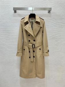 Veste britannique kaki pour femmes, Double boutonnage avec ceinture, Trench Long classique à revers, manches longues, pardessus coupe-vent, Streetwear