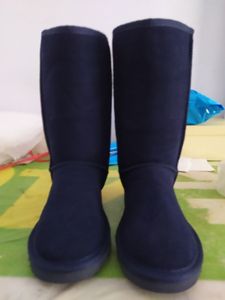 Botas de nieve hasta la rodilla para mujer y niño, botas de cuero con abertura de vaca para niña y niño