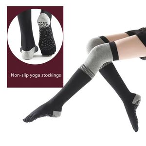 Calcetines largos antideslizantes hasta la rodilla para mujer, calcetines atléticos cálidos de algodón para Pilates, Yoga y Fitness