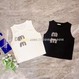 Vrouwen mouwloze sport top Rhinestone lettertanks Top ronde nek yoga t shirt zomervest