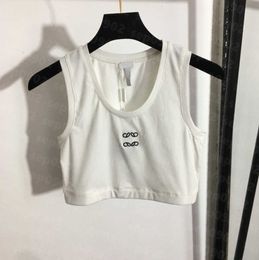 Femmes Tricots Crop Top Soutien-Gorge De Sport Élastique Tricoté Yoga Tops Designer Lettre Imprimer Gilet Femmes Sportwear jachère