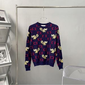 Femmes tricots piste concepteur chat imprimé chandails tricotés pulls femme automne hiver à manches longues Harajuku doux pull