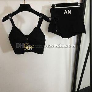 Conjunto de bikinis de punto para mujer Ropa de playa de cintura alta Traje de baño con estampado de letras de diseñador Traje de baño sexy