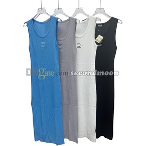 Femmes robe tricotée Sexy longues robes en tricot concepteur brodé été décontracté robe sans manches