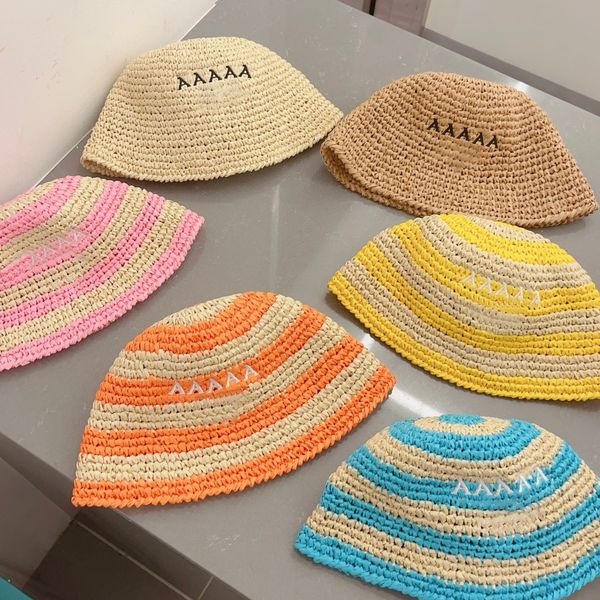 Femmes tricoté pêcheurs chapeau mode mignon paille Horizontal une pièce seau chapeau fille vêtements quotidiens avec accessoires populaire Bob chapeau