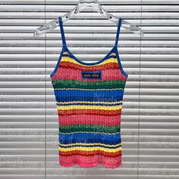 Mujeres tanques de punto Singletes bordados de diseño camisetas de tanques de diseñador de lujo Juques de arco iris de verano Camas diarias casuales Tees