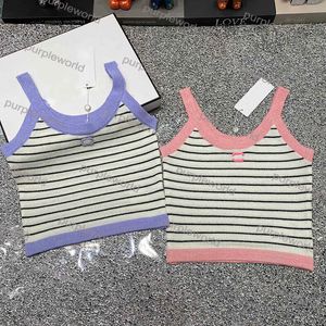 Dames gebreid vest zomer korte halter tanktops dames mouwloze strepen elastische slanke tanks