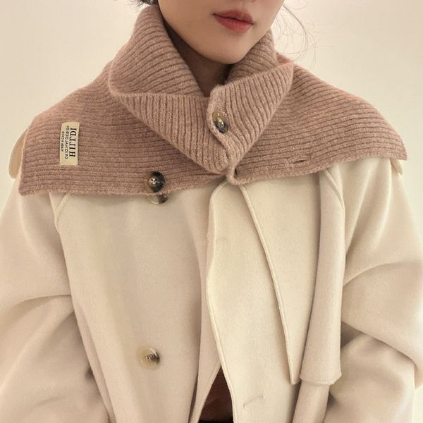 Bavoir tricoté en laine pour femmes, faux col haut, pull coréen chaud, manches de protection du cou, couverture de cou fendue, écharpe, manteau, châle