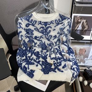 Femmes tricots pull tricoté broderie femmes à manches longues tricots Cardigan pull Jumprt femme vêtements bleu hauts blancs