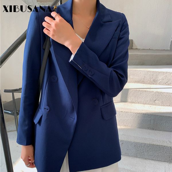 Femmes Corée Elegant Loose Ol Style Blazers Vestes Spring à manches longues à double semestre Contrôlant Mujer Outwear 210423