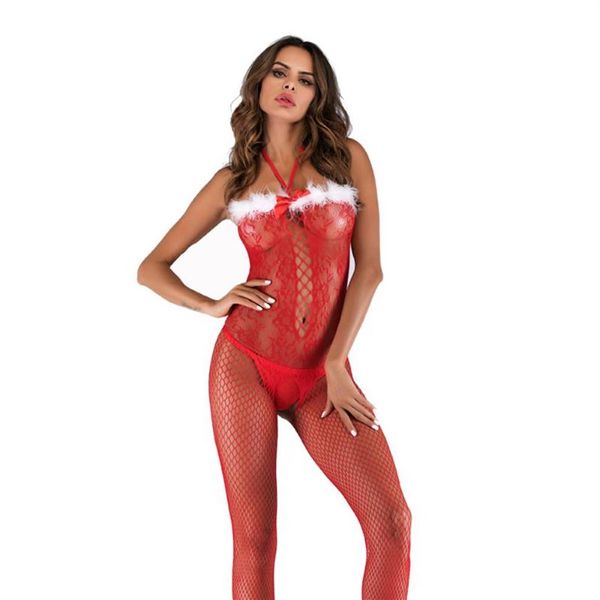 Femmes dentelle body sexy maille lingerie voir à travers rouge entrejambe combinaison porno érotique ouvert entrejambe catsuit résille bas soutiens-gorge 268L