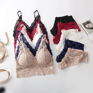 Femmes dentelle soutien-gorge ensembles sans couture sous-vêtements dos nu gilet Sexy culotte Lingerie rembourré Bralette ultra-mince slips femmes intimes si