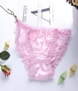 Vrouwen kanten rand slipje 100 natuurlijke moerbei zijde sexy beriefs low -tover ondergoed lingerie calcinha briefs ondergoed ondergoed culotte6062614