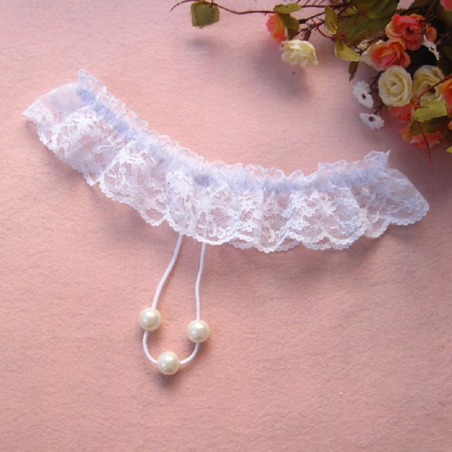 Vrouwen Kant Slipjes Open Kruis Thong G-snaren met parels masseren kraal Crotchless erotisch ondergoed voor lingerie RRA2096