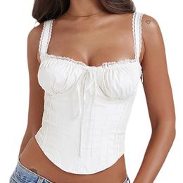 Les femmes à lacets de chars corset corset tops mince épaule froide zip côté lies en dos sexy sortant bodyshaper bustier top