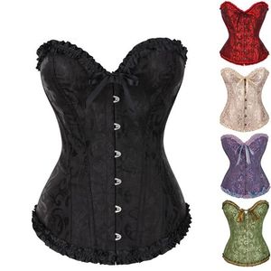 Mujeres Lace Up Corset Bustier Top Corset Deshuesado Entrenador de cintura Body Shaping Adelgazante Tallas grandes Ropa interior sexy